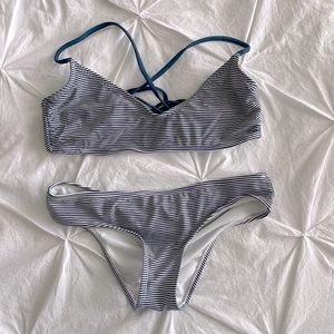Blue & White Striped Bikini